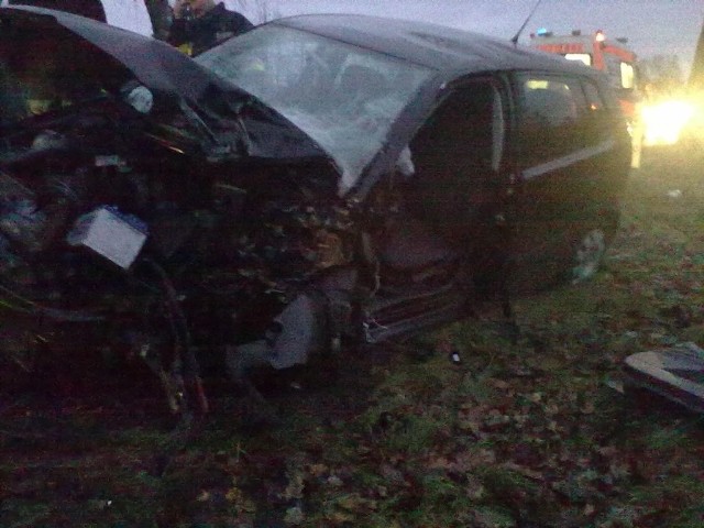 Wypadek w Gzinie pod Bydgoszczą. Auto uderzyło w drzewo