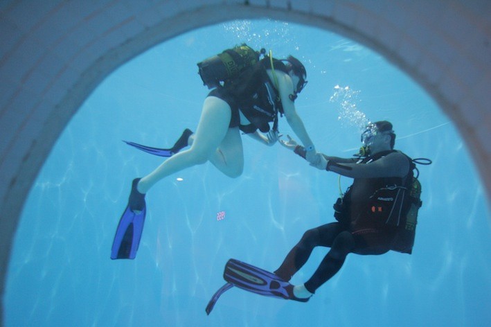 Aquapark Ruda Śląska. Nurkowanie w tubie nurkowej