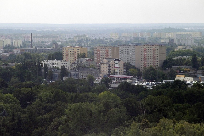Panorama Łodzi z 13 piętra szpitala CKD przy Pomorskiej w...