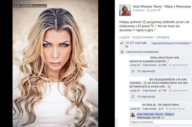 Ania z "Warsaw Shore" (fot. screen z Facebook.com)