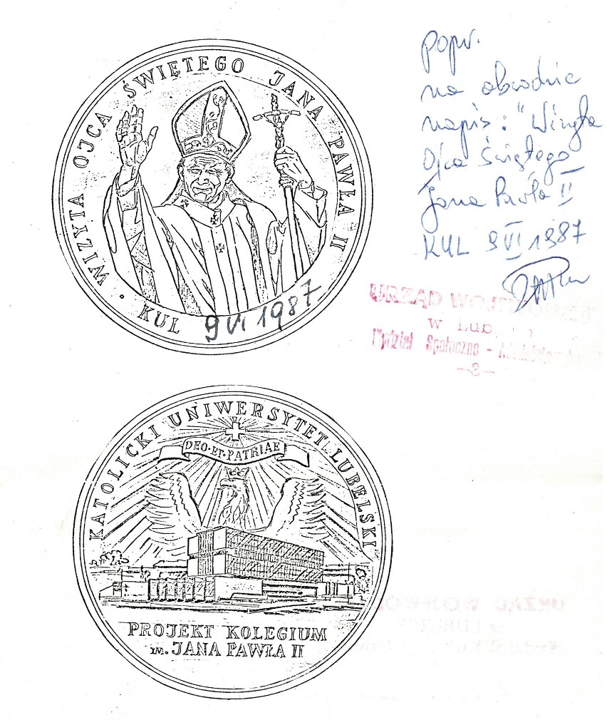 Projekt medalu pamiątkowego z okazji wizyty Jana Pawła II w...