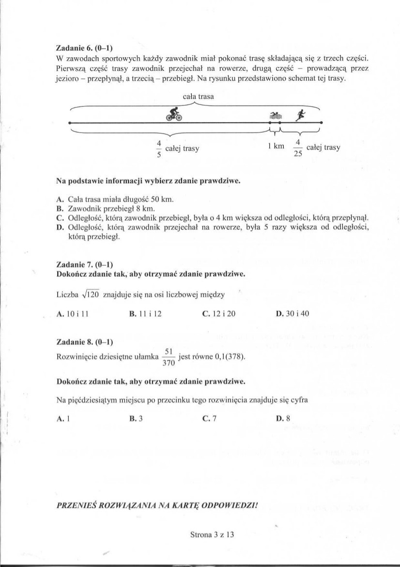 Egzamin gimnazjalny 2014 - arkusze z matematyki