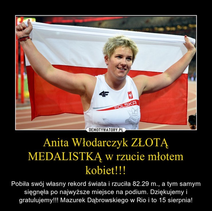 Anita Włodarczyk sensacyjnym rzutem na odległość 82,29 m...