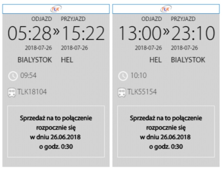 Rozkład PKP Intercity Białystok - Hel w wakacje...