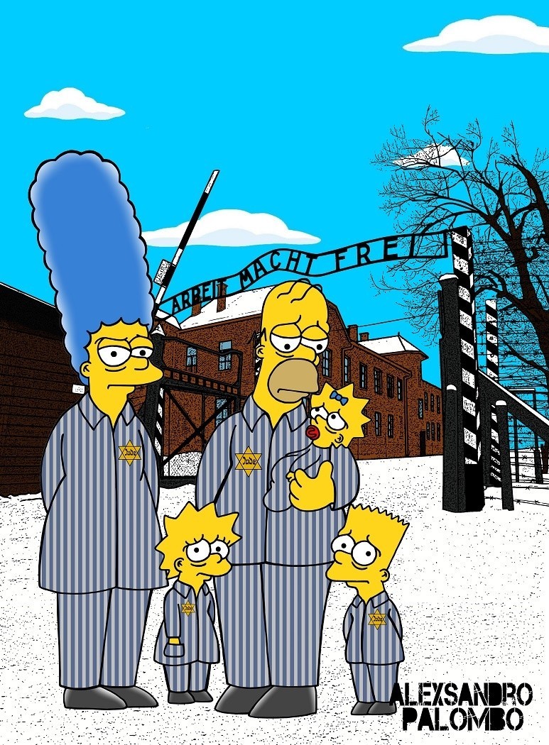 Simpsonowie w Auschwitz. Prowokacja włoskiego artysty.