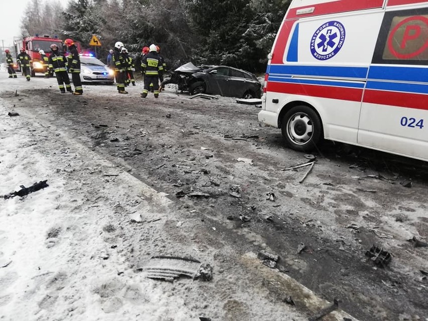 Śmiertelny wypadek w Gruszowcu. Droga krajowa była zablokowana [ZDJĘCIA]