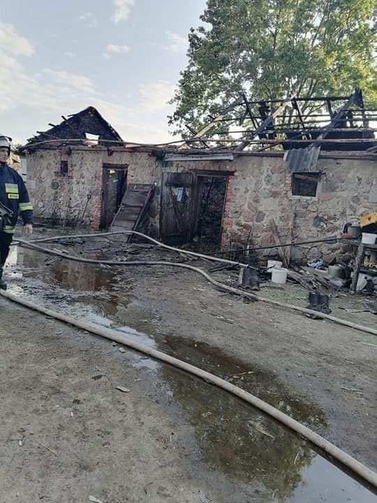 Pożar budynku w Królach. Zapalił się budynek gospodarski. W środku były zwierzęta. 30.05.2021