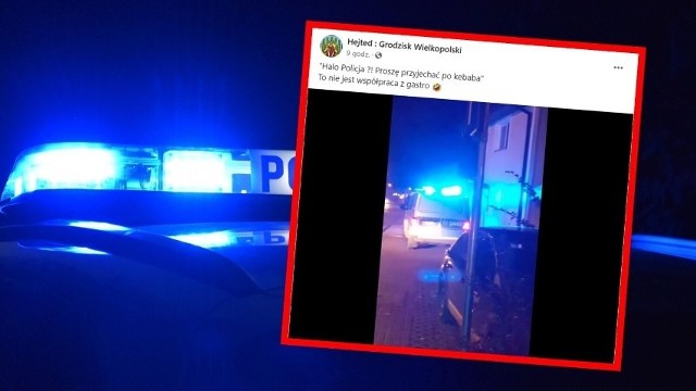 W czwartek wieczorem w sieci pojawił się film, na którym widać, jak radiowóz z włączonymi niebieskimi światłami stoi przed jednym z lokali gastronomicznych w Grodzisku Wielkopolskim. Opis nagrania sugeruje, że policjanci na sygnale odbierają posiłek.