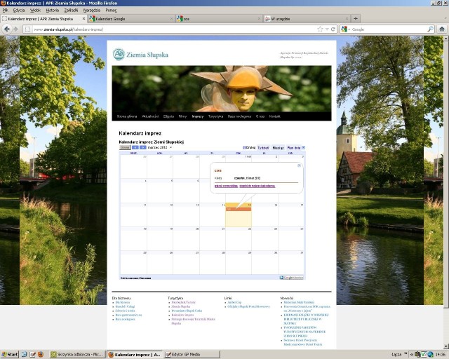 Zrzut z ekranu przedstawiający kalendarz imprez w Słupsku.