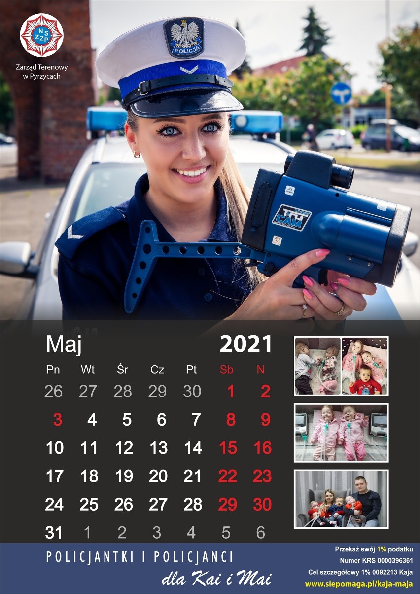 Wyjątkowy kalendarz dla bardzo chorych bliźniaczek Kai i Mai z Pyrzyc od zachodniopomorskich policjantów