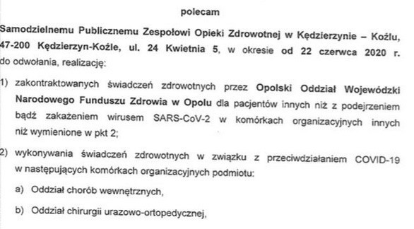 Szpital w Kędzierzynie-Koźlu znów będzie leczył wszystkich pacjentów, a nie tylko tych z koronawirusem. Jest decyzja wojewody