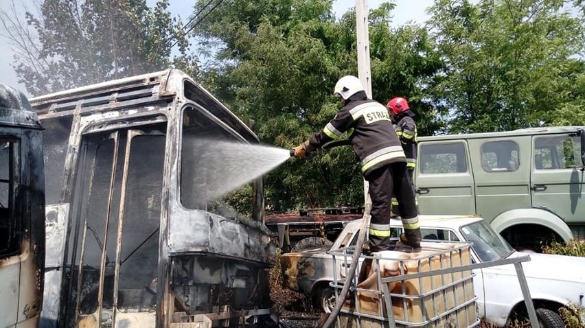 Pożar w zajezdni autobusowej. Spłonęło pięć pojazdów