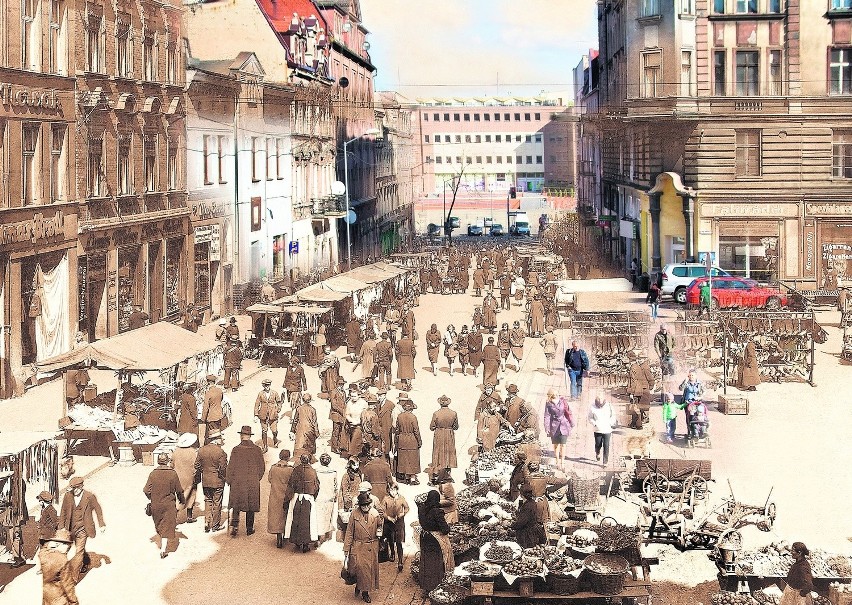 Ulica Podgórna, zdjęcie z prawdopodobnie lat 20. XX wieku i...