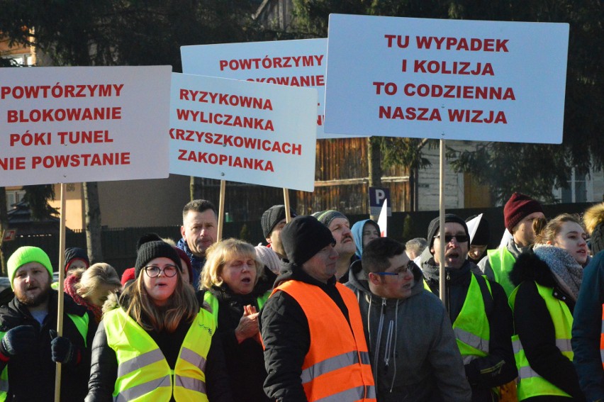 Styczniowy protest na skrzyżowaniu w Krzyszkowicach