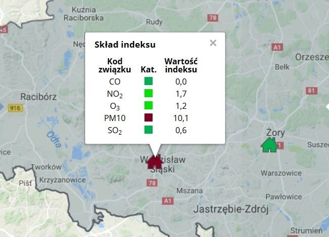 Stężenie pyłu zawieszonego w poniedziałek 5 marca 2017 nawet...