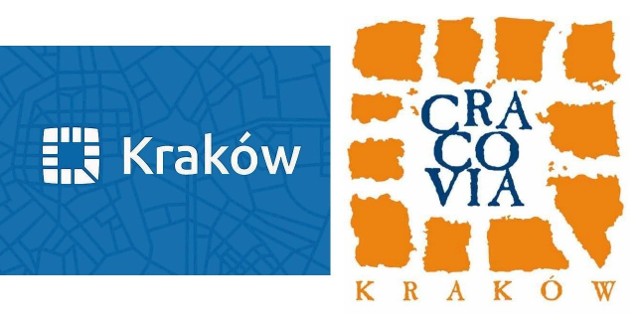 Z prawej nowy logotyp Krakowa, a obok dotychczasowe logo