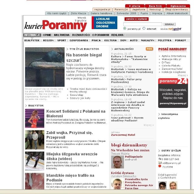 A tak wyglądała stara strona portalu poranny.pl.