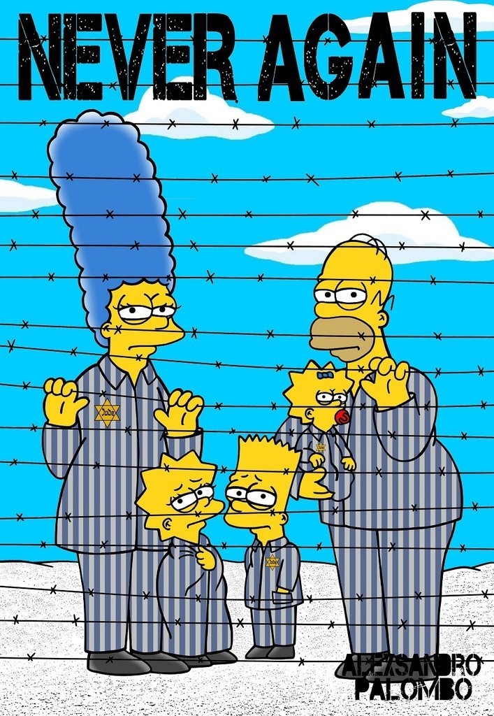 Simpsonowie w Auschwitz. Prowokacja włoskiego artysty.
