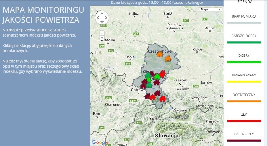 Jakość powietrza w woj. śląskim monitoruje wiele stacji...