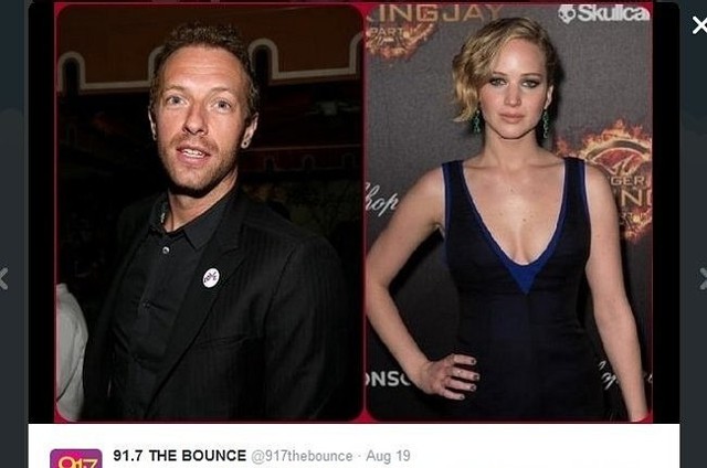 Chris Martin i Jennifer Lawrence (fot. screen z Twitter.com)