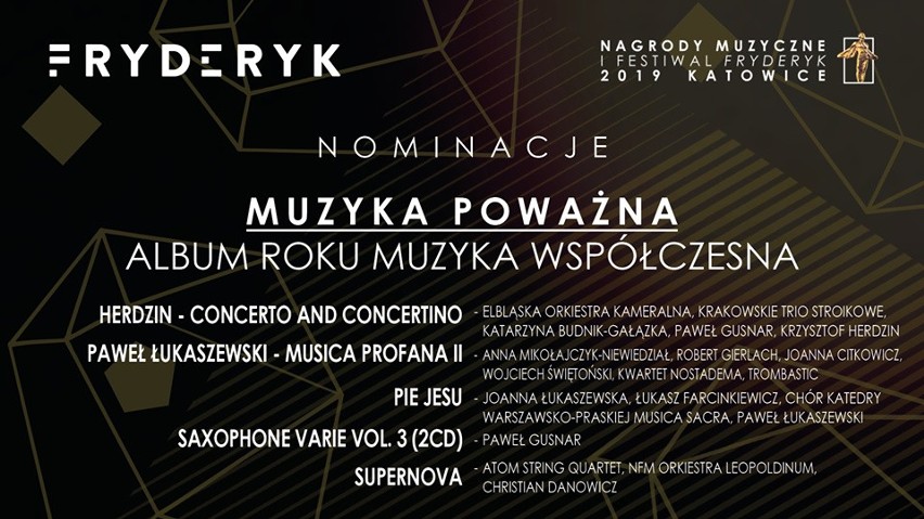 Fryderyki 2019 NOMINACJE. Wielka gala w Katowicach. Kto zgarnie najwięcej statuetek? LISTA NOMINOWANYCH