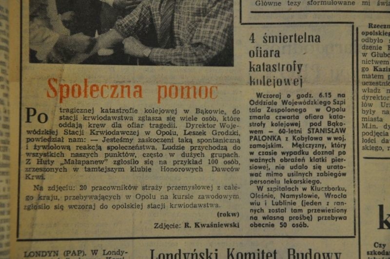 17 października 1984 roku w Bąkowie pociąg pospieszny...