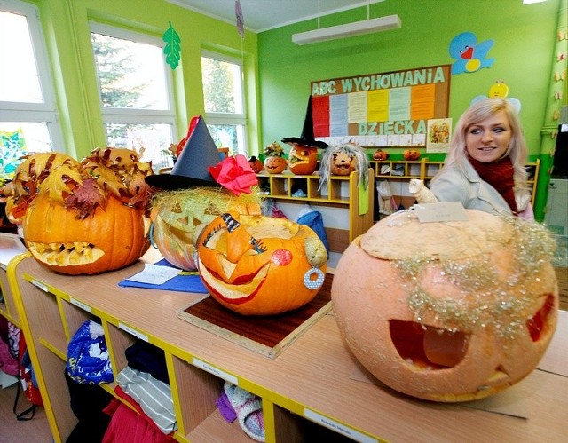 Konkurs na najładniejszą dynię w świeckim przedszkolu "Motylek".