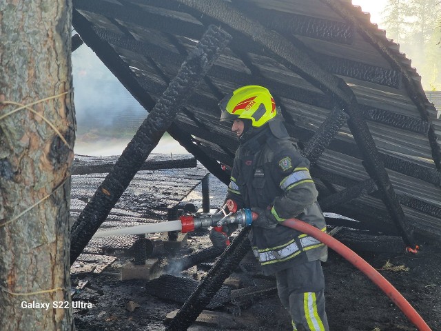 Pożar domku holenderskiego w Łebie. Podczas gaszenia doszło do wybuchu butli z gazem. 11.05.2023