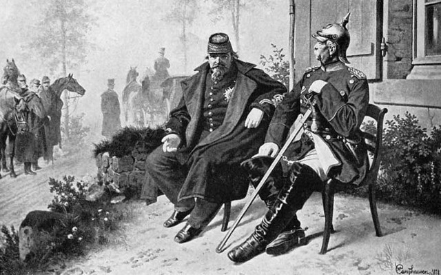 Napoleon III podczas rozmowy z Bismarckiem po bitwie pod Sedanem