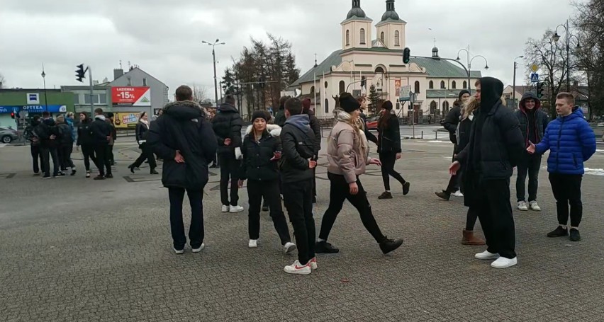 Maturzyści z SMS - Liceum Ogólnokształcącego w Aleksandrowie Łódzkim zaprezentowali studniówkowego poloneza w parku miejskim