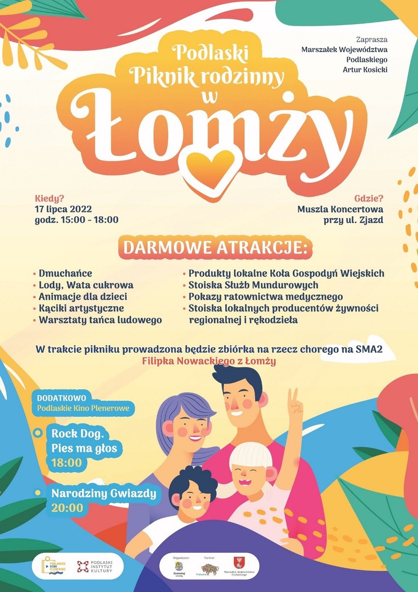 Łomża. Podlaski Piknik Rodzinny już w najbliższą niedzielę. W programie imprezy: darmowe atrakcje, stoiska kulturalne i pokaz filmów