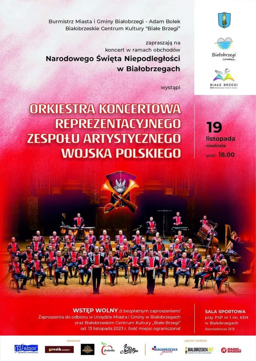 Orkiestra Koncertowa Reprezentacyjnego Zespołu Artystycznego Wojska Polskiego wystąpi w Białobrzegach. Będą obchody Święta Niepodległości