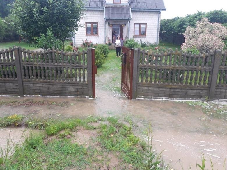 Jedna z zalanych posesji w gminie Jastrzębia w powiecie...