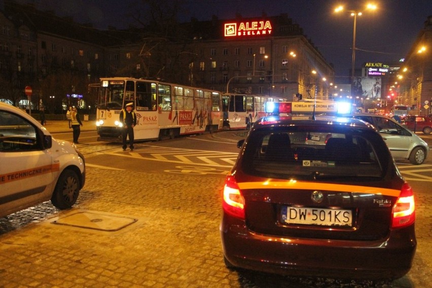 Wypadek z udziałem tramwaju na placu Kościuszki