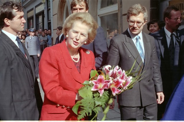 Margaret Thatcher, była premier Wielkiej Brytanii podczas wizyty w Krakowie / zdjęcie archiwalne