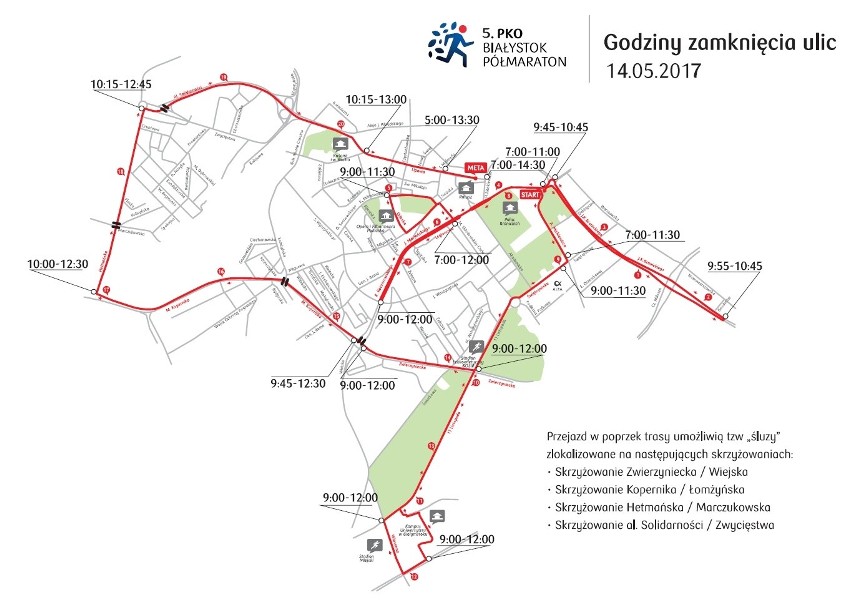 Mapa przebiegu trasy 5. PKO Białystok Półmaratonu