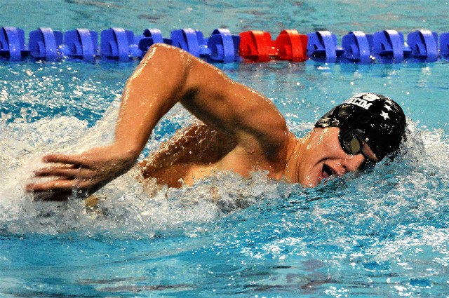 Dawid Danikiewicz w wyścigu na 1500 m stylem dowolnym. W klasyfikacji kraulistów 15-letnich został sklasyfikowany na 5. pozycji.