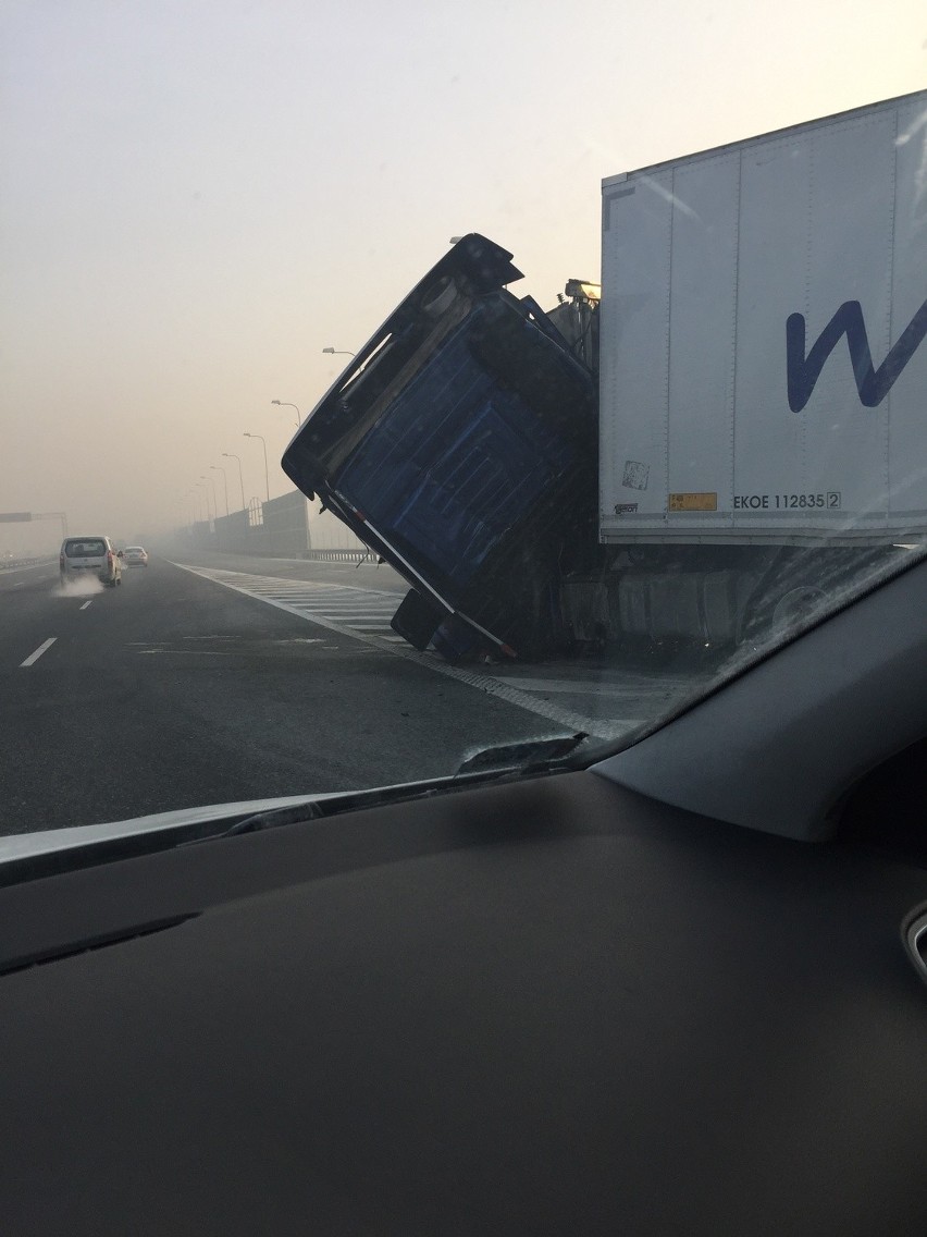 Zderzenie Tirów na autostradzie A4 w Gliwicach