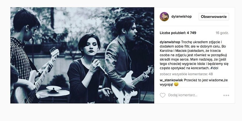 Dawid Podsiadło umieścił taki wpis na Instagramie.