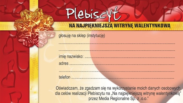 Kupon do głosowania na najpiękniejszą witrynę walentynkową w Chełmnie