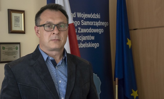 Artur Garbacz, przewodniczący zarządu lubelskiego NSZZ Policjantów w Lublinie