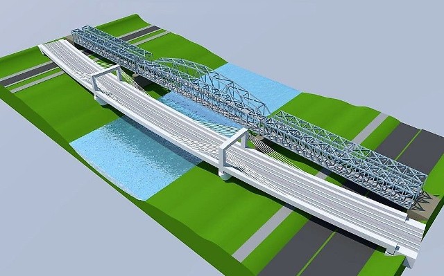 Tak będzie wyglądał nowy most kolejowy w Przemyślu. Ze starej konstrukcji pozostanie niższe przęsło, które będzie kładką pieszo - rowerową.