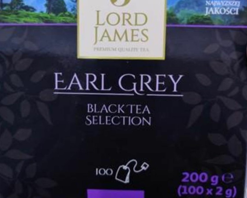 Opakowanie wycofanej herbaty czarnej earl grey Lord James...