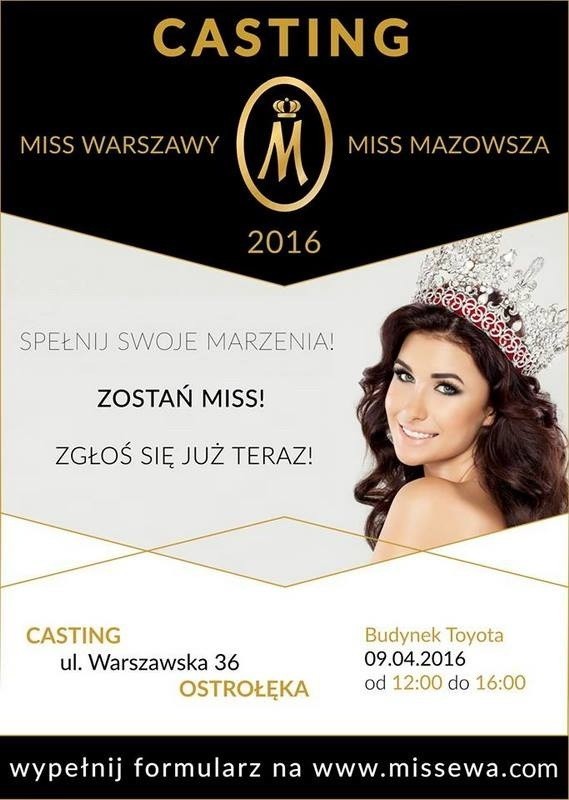 Już wkrótce casting na Miss Mazowsza i Warszawy!