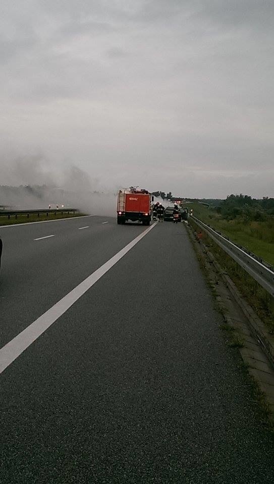 Pożar samochodu na siódemce w Falęcicach