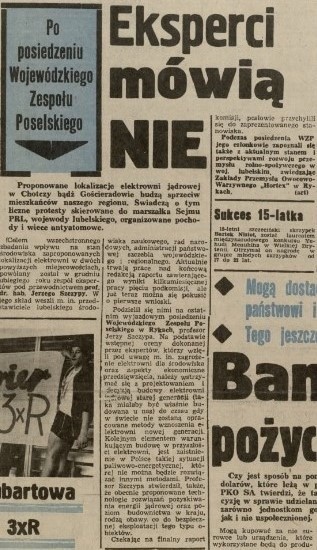 Pisaliśmy w Kurierze: Eksperci mówią „nie" elektrowni jądrowej [19.04.1989 r.]