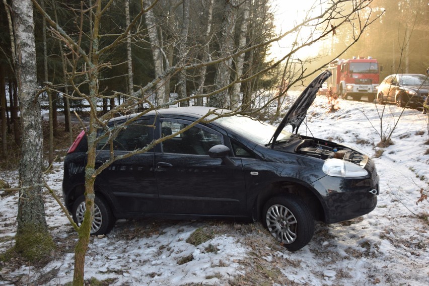 Wypadek koło Szczecinka. Auto wjechało w las