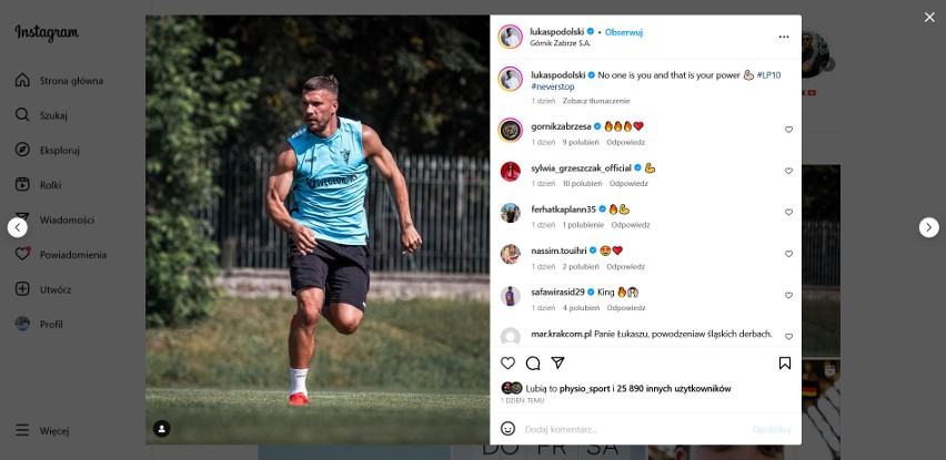 Lukas Podolski na Instagramie chwali się znakomitą formą i...