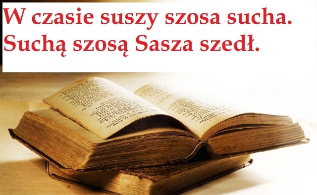 W czasie suszy szosa sucha. Suchą szosą Sasza szedł.