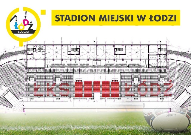 Projekt kolorystyki krzesełek na nowej trybunie Łódzkiego Klubu Sportowego.